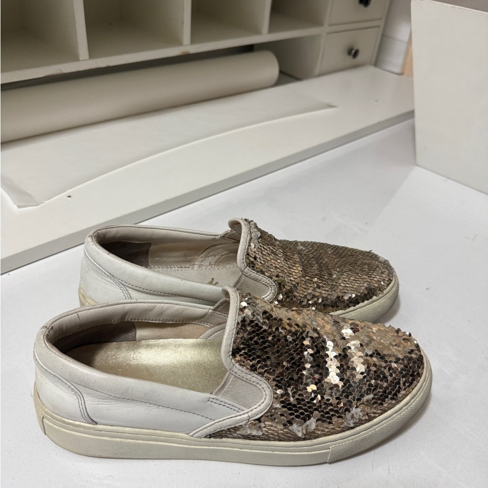 Tory Burch Carter Reversible Sequin Leather slip-on sneakers, size 8.5